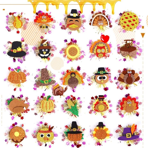 Pinzas para el Cabello Pavo Calabaza Acción de Gracias Fieltro Brillantina Girasol Fiesta de Otoño Tocado Para Mujeres Niñas