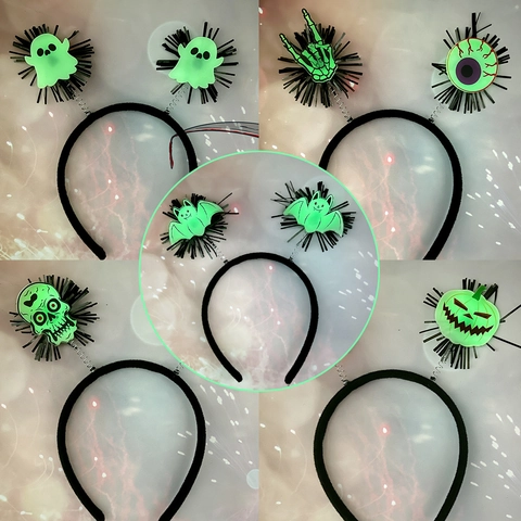 Halloween Luminous Headband Bat Ghost Pumpkin Skull Glow In The Dark Head Hoop For Halloween Party Decorations Supplies For Unisex