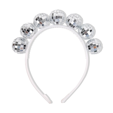 Disco Kugel Stirnband Silber Spiegelkugel Haarschmuck Mit Rutschfesten Zähnen Für Retro Party Musikfestival Bar KTV Damen