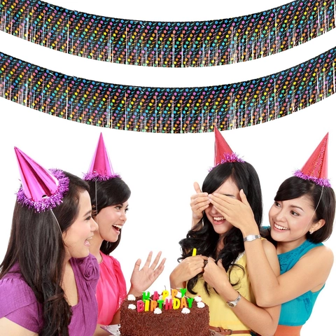 Stern Quaste Regenseide Girlande PET Fransen Banner Für Geburtstag Party Halloween Festival Feier Metallische Dekorationen