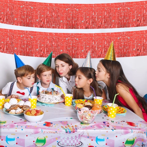 Tenda con Frange in Lamina di Stelle Metalliche Banner Sfondo Laser per Bambini Compleanno Matrimonio Festa Muro 33cmx300cm