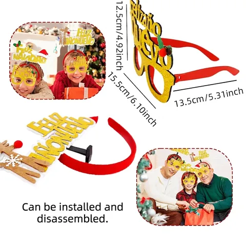 Spanische Weihnachten Neujahr Feliz Navidad Brille Haarreif Rentier Weihnachtsmütze Glitzer Partyartikel Für Kinder Erwachsene
