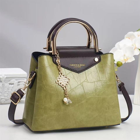 Borsa A Mano In Pelle PU Con Motivo Coccodrillo Da Donna Borsa A Tracolla Grande Capacità Con Manico In Metallo Dorato