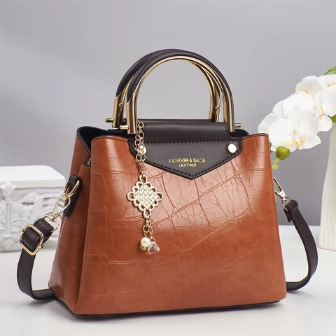 Borsa A Mano In Pelle PU Con Motivo Coccodrillo Da Donna Borsa A Tracolla Grande Capacità Con Manico In Metallo Dorato