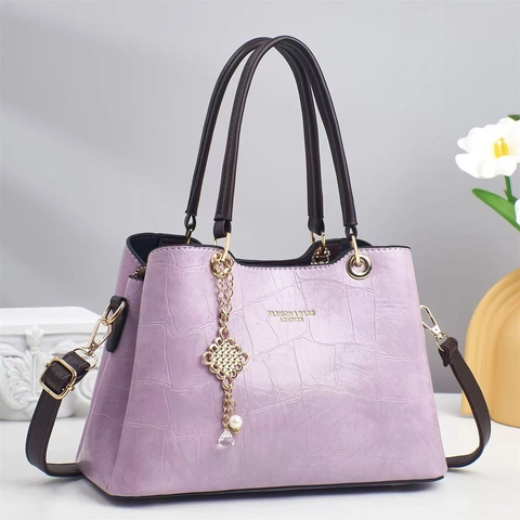 Borsa A Mano Da Donna Motivo Coccodrillo PU Borsa A Tracolla Grande Capacità Tote Per Pendolari Con Ciondolo Perla Artificial