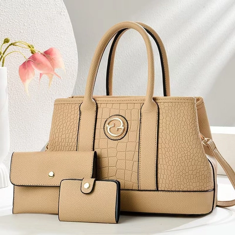 Sac À Main Fourre-Tout En Cuir PU Motif Crocodile Avec Portefeuille Et Porte-Cartes Style Urbain Élégant Sac Bandoulière Femmes