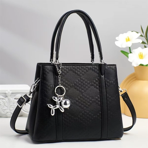 Borsa A Mano Da Donna In Pelle PU Borsa A Tracolla Con Ciondolo A Forma Di Cane Palloncino In Metallo Moda Retro Borsa Con Manico Superiore Per Uso Quotidiano