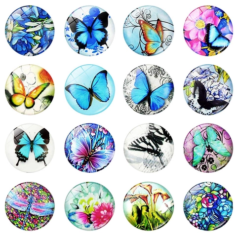 Kühlschrankmagnete Glas Cabochon Schmetterling Libelle Blumenmuster Für Büro Whiteboard Haus Küche Dekoration