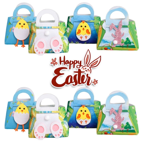 Easter Felt Gift Handbag Cartoon Rabbit Chick Candy Bags For Festival Party Kids 3D Applique Festive Present Storage Bag
