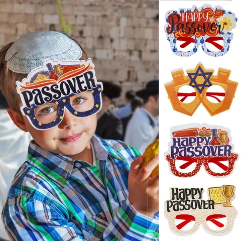 Occhiali Festa Felice Pasqua Ebraica in Cartoncino Plastica Stella di Davide Dreidel Matzah Motivo Religioso Festival Ebraico Foto Props