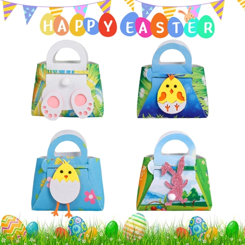 Easter Cartoon Rabbit Chick Non-woven Felt Handbags For Kids DIY Candy Gift Packaging Party Favor Goodie Bags