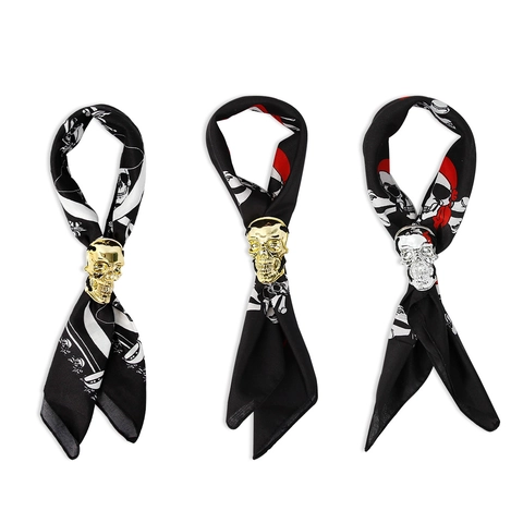 Foulard Pirata Di Halloween Con Fibbia A Teschio Effetto Metallico Accessori Per Travestimento Punk Per Bambini