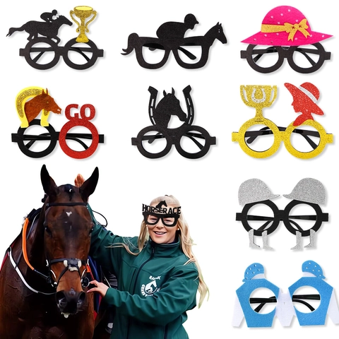 Kentucky Derby Festival Party Brille Neuheit Pferderennen Reiten Thema Kostüm Brillen Für Erwachsene Kinder Party Gefälligkeiten