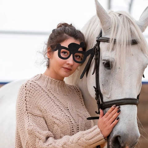 Lunettes De Fête Course De Chevaux Paillettes Jockey Trophée Fer À Cheval Accessoires Photo Décor Festival Équestre