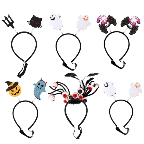 Funny Halloween Pet Headband Pumpkin Ghost Bat Spider Eyeball Hair Band For Dog Cat Festive Party Costume Decoration Accessory