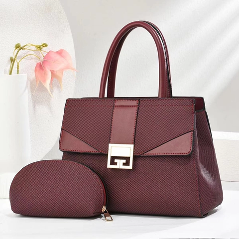 Bolso De Mano De Cuero PU Minimalista Y Bolsa Bloque De Color Textura Tejida Gran Capacidad Bolso Bandolera Para Mujer