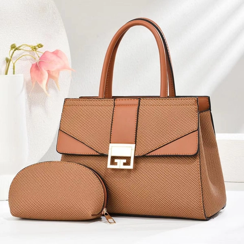 Bolso De Mano De Cuero PU Minimalista Y Bolsa Bloque De Color Textura Tejida Gran Capacidad Bolso Bandolera Para Mujer