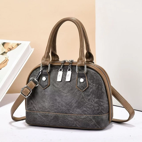 Borsa A Mano Conchiglia Vintage Pelle PU Borsa A Tracolla Texture Retrò Con Tracolla Regolabile Doppio Manico Per Donna Elegante