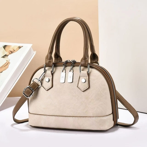 Borsa A Mano Conchiglia Vintage Pelle PU Borsa A Tracolla Texture Retrò Con Tracolla Regolabile Doppio Manico Per Donna Elegante