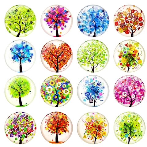 Imanes De Nevera Vidrio Patrón Árbol De Vida Colorido Decoración Magnética Para Cocina Oficina Pizarra Estilo Arte