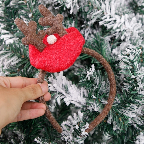 Diadema de Cuernos de Reno de Navidad Festiva Felpa Fieltro para Niños Adultos Fiesta Cosplay Accesorios para el Cabello