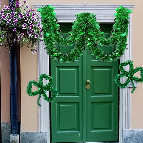 Guirnalda De Oropel De Trébol Del Día De San Patricio Adornos Colgantes De Trébol Metálico Verde Para Fiesta Irlandesa