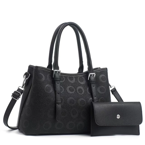 Borsa A Mano E Portafoglio Da Donna In Pelle PU Con Motivo A Cerchi Goffrati Borsa A Tracolla Moda