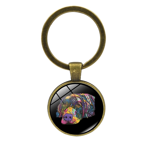 Portachiavi in Metallo Testa di Labrador Pop Art Stile Artistico Neon Lega di Zinco Cabochon in Vetro Regalo Amanti dei Cani