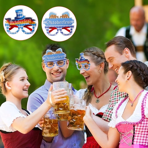 Munich Oktoberfest Party Glasses Funny Bavarian Beer Mug Pretzel Photo Props Festival Costume Decoration For Men Women