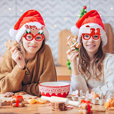 Christmas Glasses Frame Santa Claus Gnome Party Decoration Photo Props Festive Eyewear Accessories For Kids Adults Holiday Costume Decoration