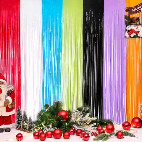 Bunter Matter Glänzender Folien Fransenvorhang Lametta Hintergrund Für Geburtstag Hochzeit Party Dekoration Weihnachten Foto Hintergrund