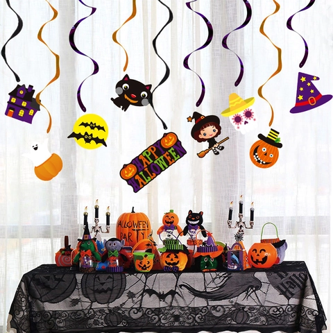 Halloween Spirale Decorazione Appesa Zucca Scheletro Strega Soffitto Per Festa Decorazione Interni Casa Stregata