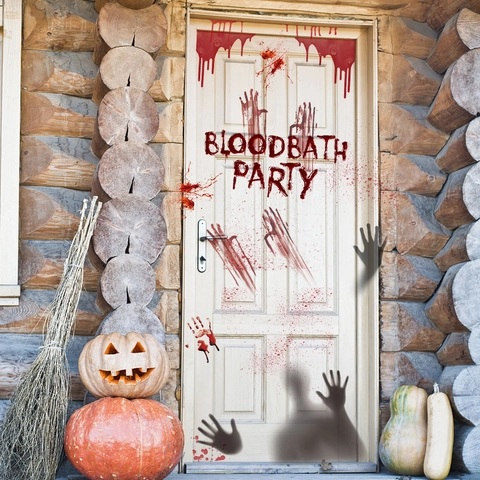 Autocollants Statiques Empreinte de Main Sanglante Halloween Éclaboussures de Sang Autocollants Fenêtre Bloodbath Party pour Maison Hantée