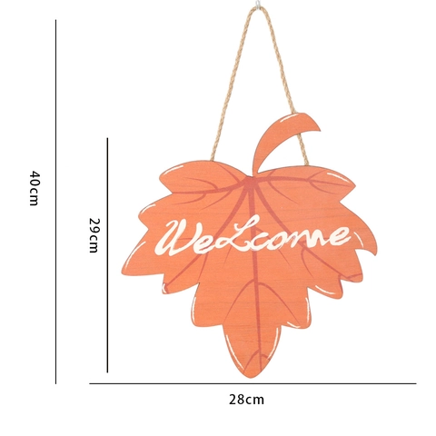 Panneau de Bienvenue en Bois Feuille d'Érable pour Action de Grâce Automne Rustique Décoration de Porte Suspendue Maison