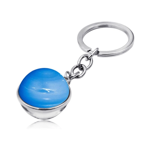 Galaxy Planetary Glass Ball Keychain Solar System Space Theme Zinc Alloy Keyring For Astronomy Lovers Science Jewelry Gift