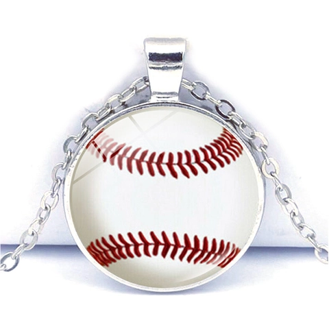 Collana Con Ciondolo Baseball Rotondo Lega Di Zinco Vetro Gioielli Moda Sportiva Retrò Per Fan