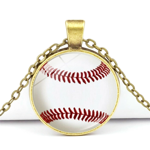 Collana Con Ciondolo Baseball Rotondo Lega Di Zinco Vetro Gioielli Moda Sportiva Retrò Per Fan