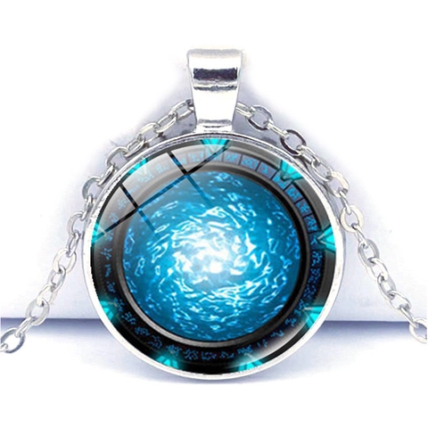 Portal Wirbel Zeit Edelstein Anhänger Halskette Zinklegierung Glas Cabochon Mystischer Schmuck Für Herren Damen Alltag