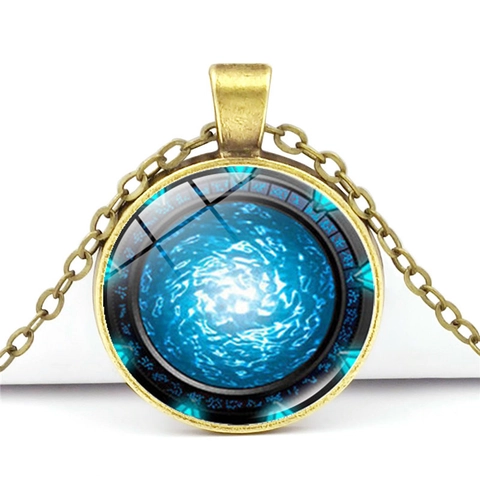 Portal Wirbel Zeit Edelstein Anhänger Halskette Zinklegierung Glas Cabochon Mystischer Schmuck Für Herren Damen Alltag