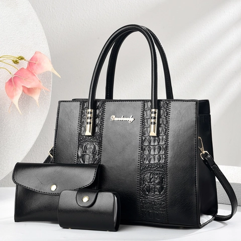 Borsa Tote In Pelle PU Pochette A Busta E Porta Carte Goffrato Coccodrillo Patchwork Elegante Di Tendenza Per Donna