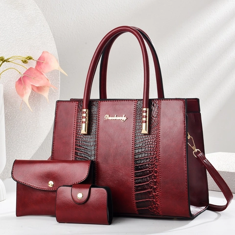 Borsa Tote In Pelle PU Pochette A Busta E Porta Carte Goffrato Coccodrillo Patchwork Elegante Di Tendenza Per Donna