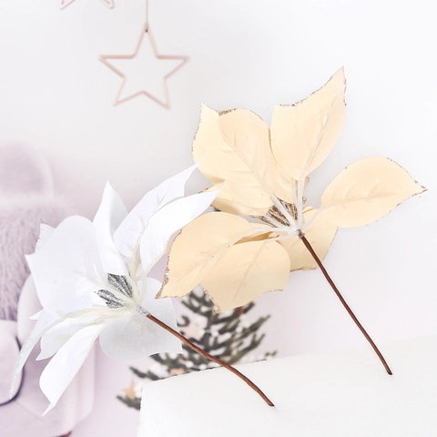 Glitzer Künstliche Weihnachtsstern Weihnachtsblumen Weihnachtsbaumschmuck Stoff Florale Hängende Ornamente Für Feiertag Home Party Deko
