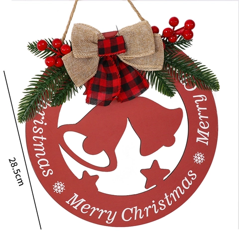 Cartello Sospeso in Legno di Natale Rosso Cavo Alce Renna Campana Sfera Decorativa Decorazione Porta Parete Natale Merry Christmas