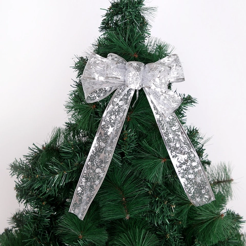 Nastro Metallico Doppio Strato con Stelle e Note Musicali in Organza Trasparente per Decorazioni Natalizie e Pacchetti Regalo