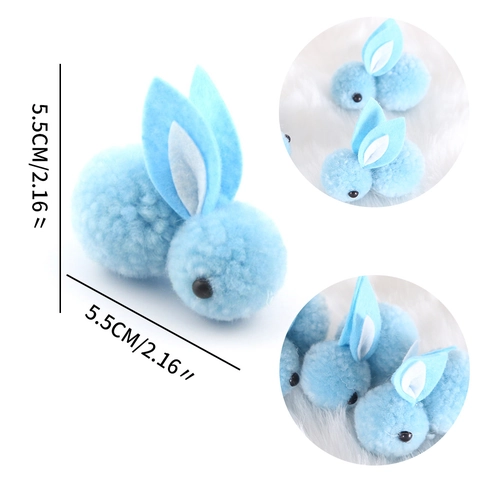 Mini Plush Easter Bunny Figures Pompom Rabbit DIY Craft Accessories For Easter Festival Party Home Decor Gift