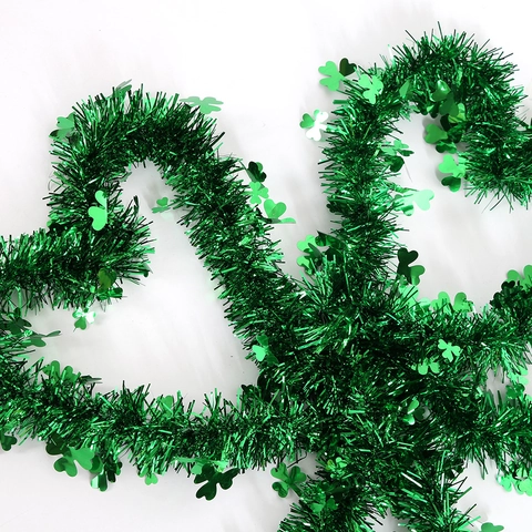 Ghirlanda Di Tinsel Di San Patrizio Con Paillettes A Trifoglio Per Decorazione Festa Irlandese PET Metallico DIY