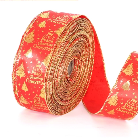 Nastro Decorativo Natalizio in Rotolo Con Stampa Albero e Lettere Nastro di Raso per Confezioni Regalo Decorazione Casa Festa