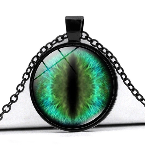 Dragon Eye Pendant Necklace Zinc Alloy Glass Cabochon Gothic Mystery Fashion Jewelry For Men Women