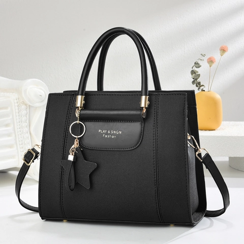 Sac à Épaule pour Femmes en Cuir PU Épissage Macaron Sac à Main Grande Capacité Bandoulière Avec Charme d'Étoile