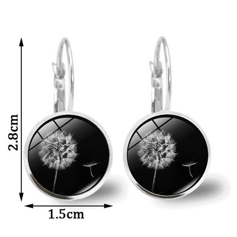 Orecchini Leverback Tarassaco Per Donna Lega Vetro Cabochon Motivo Floreale Vintage Gioielli Artistici Accessorio